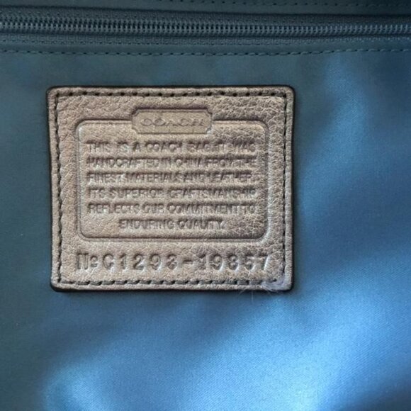 Coach Silver Platinum Quilted Leather Bag Tote Shoulder Bag w/Black Cherry Charm - Picture 9 of 11